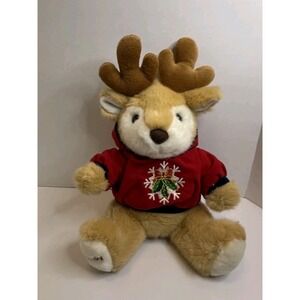 Tb Toy Company Plush Reindeer‎ Red Hoodie Snowflake Holly 12"